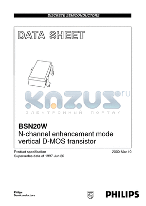BSN20W datasheet - N-channel enhancement mode vertical D-MOS transistor
