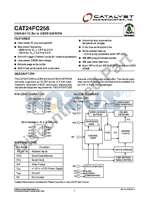 CAT24FC256JI-1.8TE13 datasheet - 256K-Bit I2C Serial CMOS EEPROM
