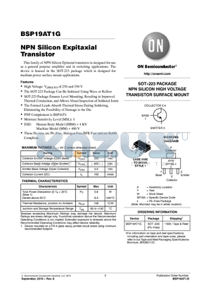 BSP19AT1G datasheet - NPN Silicon Expitaxial Transistor