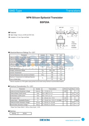 BSP20A datasheet - NPN Silicon Epitaxial Transistor