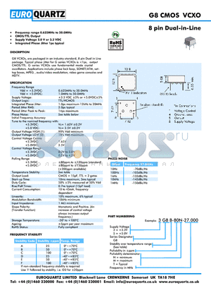 3G8A-80N-27.000 datasheet - 8 pin Dual-in-Line