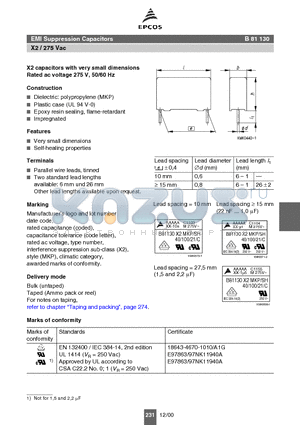 B81130-C1223 datasheet - EMI Suppression Capacitors