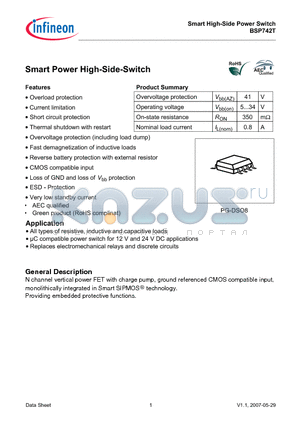 BSP742T_07 datasheet - Smart High-Side Power Switch