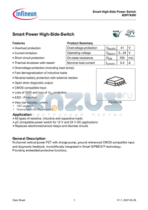 BSP742RI_07 datasheet - Smart High-Side Power Switch