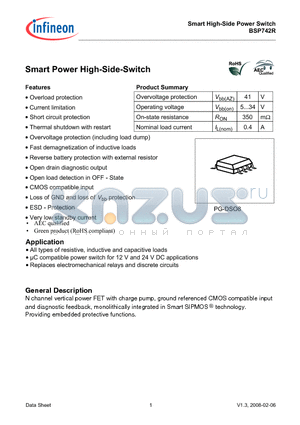 BSP742R_08 datasheet - Smart High-Side Power Switch