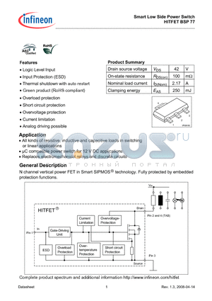 BSP77_08 datasheet - Smart Low Side Power Switch