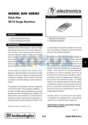 BSR11000ME datasheet - Thick Film 2512 Surge Resistors