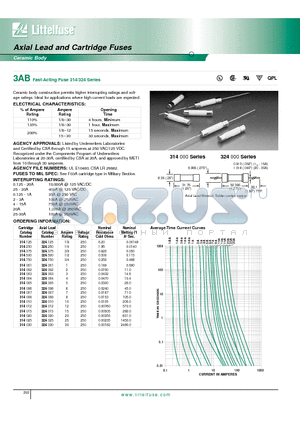 0314.375M datasheet - 3AB Fast-Acting Fuse 314/324 Series