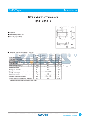 BSR13 datasheet - NPN Switching Transistors