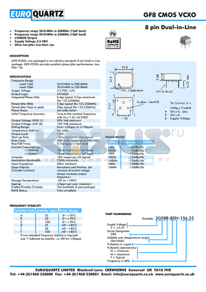3GF8E-80T-156.25 datasheet - 8 pin Dual-in-Line