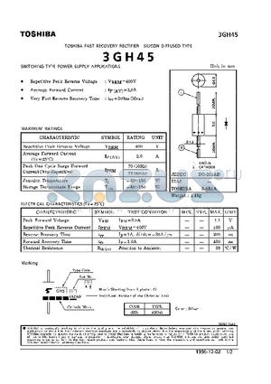 3GH45 datasheet - SILICON DIFFUSED TYPE (SWITCHING TYPE POWER SUPPLY APPLICATIONS)