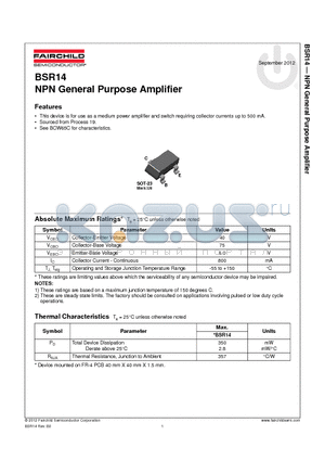 BSR14_12 datasheet - NPN General Purpose Amplifier