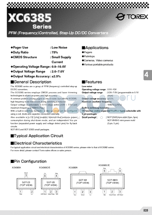 0314_XC6385 datasheet - PFM CONTROLLED STEP UP DC/DC CONVERTERS