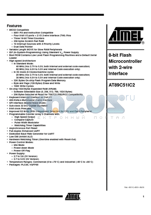 AT89C51IC2-RLTIM datasheet - 8-bit Flash Microcontroller with 2-wire Interface