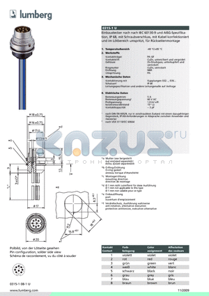 0315-108-1U datasheet - Rundsteckverbinder mit Schraubverschluss nach IEC 60130-9 und AISG-Spezifikation, IP 68