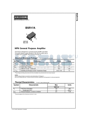 BSR17A datasheet - NPN General Purpose Amplifier