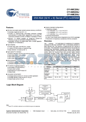 CY14MC256J_12 datasheet - 256-Kbit (32 K  8) Serial (I2C) nvSRAM