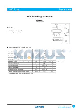 BSR18A datasheet - PNP Switching Transistor