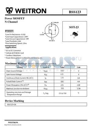 BSS123 datasheet - Power MOSFET N-Channel