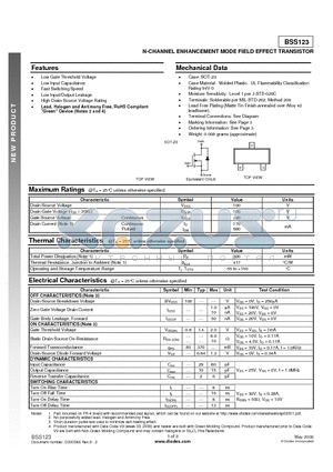 BSS123-7-F datasheet - N-CHANNEL ENHANCEMENT MODE FIELD EFFECT TRANSISTOR