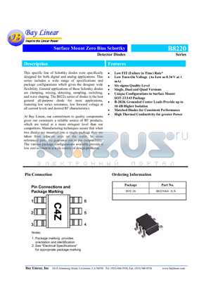 B8220 datasheet - Surface Mount Zero Bias Schottky