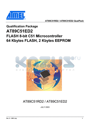 AT89C51RD2 datasheet - FLASH 8-bit C51 Microcontroller