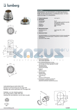 031798-1 datasheet - Rundsteckverbinder mit Schraubverschluss nach IEC 60130-9 und AISG-Spezifikation, IP 68