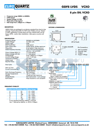 3GPF8-E-80T-27.000 datasheet - 8 pin DIL VCXO