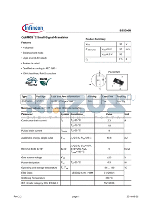 BSS306N datasheet - OptiMOS2 Small-Signal-Transistor