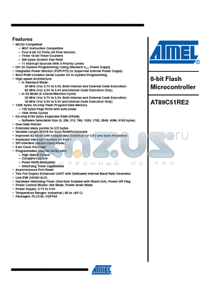 AT89C51RE2 datasheet - 8-bit Flash Microcontroller