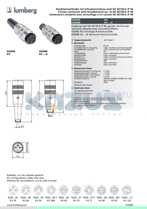 03209805 datasheet - Rundsteckverbinder mit Schraubverschluss nach IEC 60130-9, IP 40