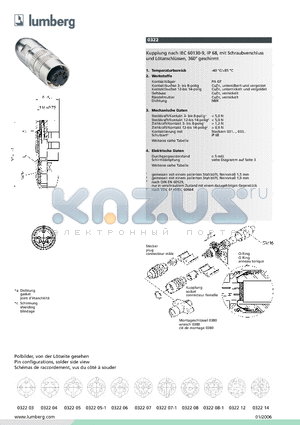 0322 datasheet - Rundsteckverbinder mit Schraubverschluss nach IEC 60130-9 und AISG-Spezifikation, IP 68