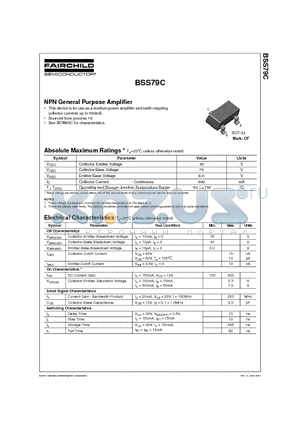 BSS79C datasheet - NPN General Purpose Amplifier