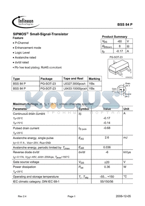 BSS84P_06 datasheet - SIPMOS Small-Signal-Transistor