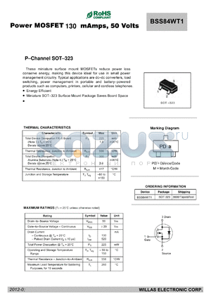 BSS84WT1 datasheet - Small Signal MOSFET 115 mA, 60 V