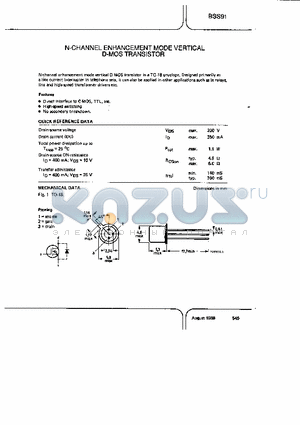 BSS91 datasheet - N-CHANNEL ENHANCEMENT MODE VERTICAL D-MOS TRANSISTOR