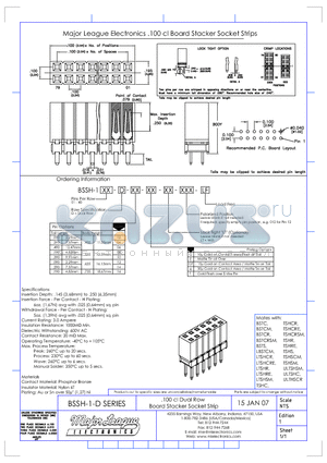 BSSH-1-D datasheet - .100 cl Dual Row Board Stacker Socket Strip