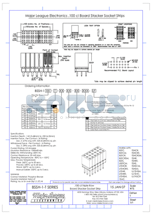 BSSH-1-T datasheet - .100 cl Triple Row Board Stacker Socket Strip