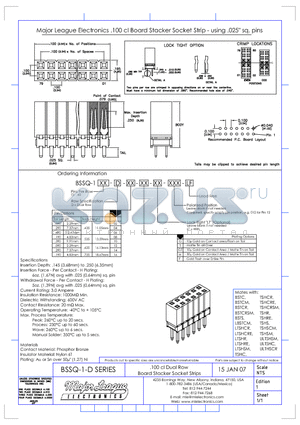 BSSQ-1-D datasheet - .100 cl Dual Row Board Stacker Socket Strips