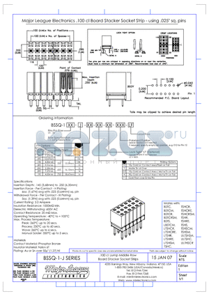 BSSQ-1-J datasheet - .100 cl Jump Middle Row Board Stacker Socket Strips