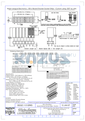 BSSQC-1-D datasheet - .100 cl Dual Row Board Stacker Socket Strips - Custom