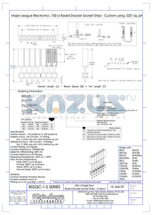 BSSQC-1-S datasheet - .100 cl Single Row Board Stacket Socket Strips - Custom