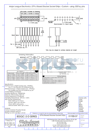 BSSQC-2-D datasheet - .079cl Board Stacker Socket Strips