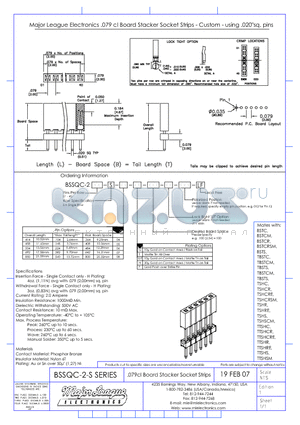 BSSQC-2-S datasheet - .079cl Board Stacker Socket Strips