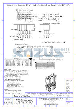 BSSQC-2-T datasheet - .079cl Board Stacker Socket Strips