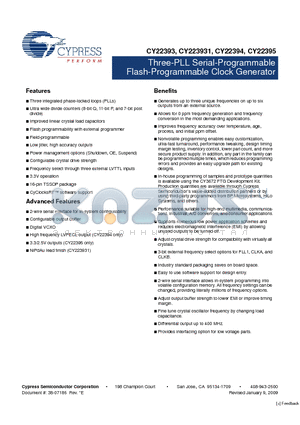 CY223931 datasheet - Three-PLL Serial-Programmable Flash-Programmable Clock Generator