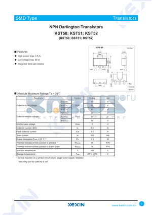 BST51 datasheet - NPN Darlington Transistors