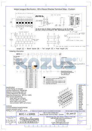 BSTC-1-J datasheet - .100 cl Jump Middle Row Board Stacker Terminal Strips - Custom