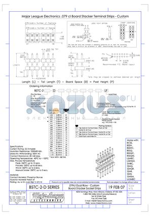 BSTC-2-D datasheet - .079cl Dual Row - Custom Board Stacker Socket Strips
