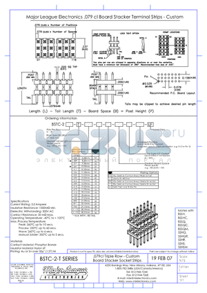 BSTC-2-T datasheet - .079cl Triple Row - Custom Board Stacker Socket Strips